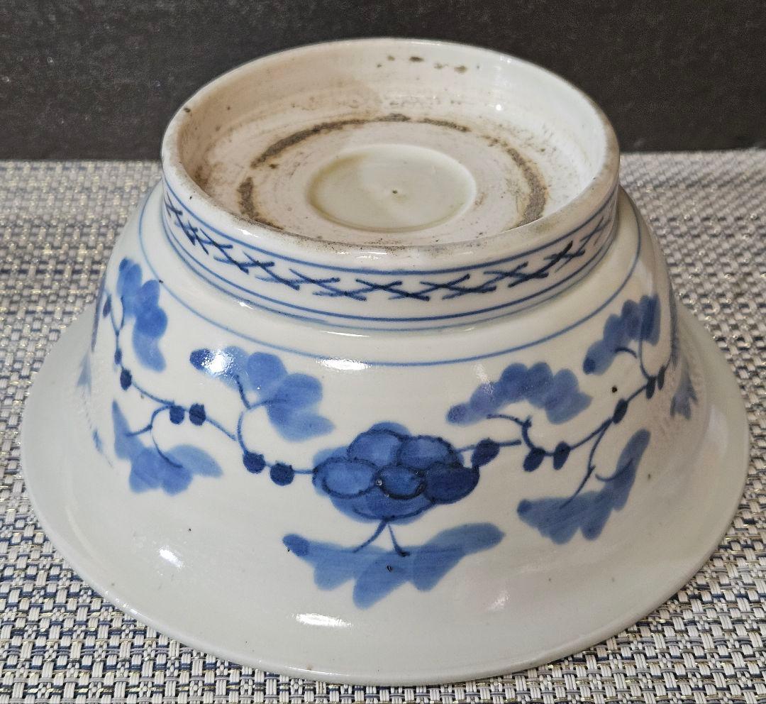 【図変わり古伊万里❗】江戸時代後期　 染付　花の図　18.7cm鉢　茶道具菓子鉢