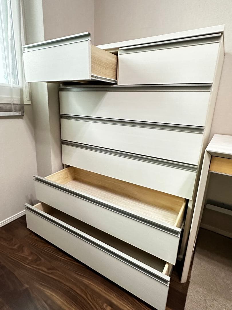 美品✨ニトリ ハイチェスト6段 大容量 ホワイトウォッシュ 木製 白