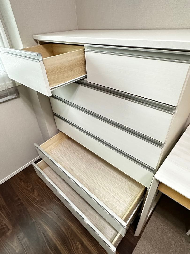 美品✨ニトリ ハイチェスト6段 大容量 ホワイトウォッシュ 木製 白