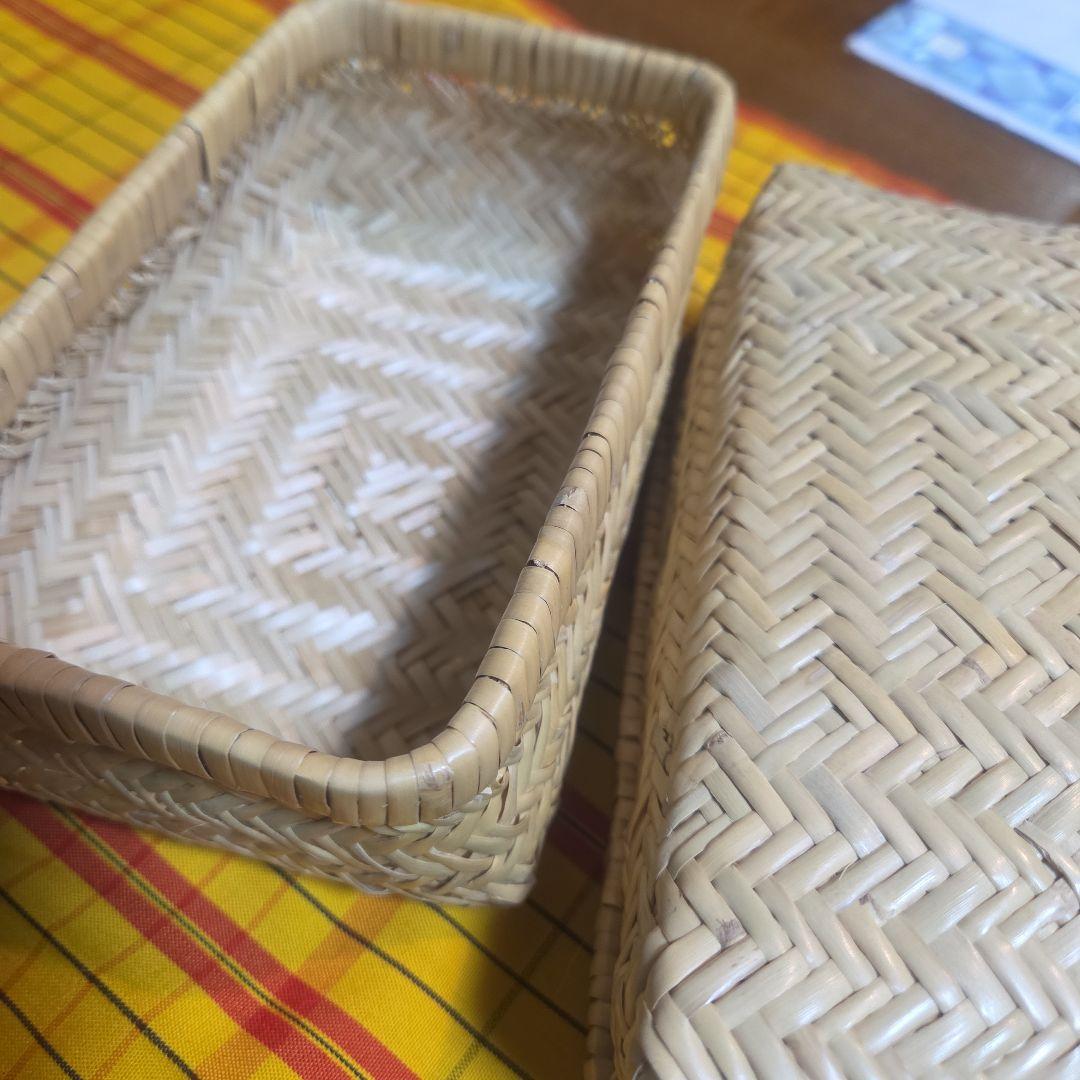 鳥越竹かご弁当箱　小物入れ　未使用　竹かご弁当箱　竹かご