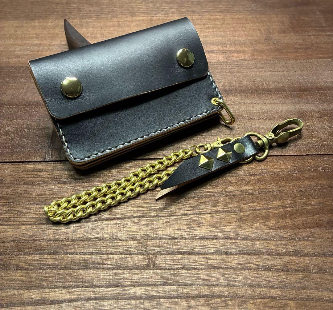 本革牛革コンパクトトラッカーウォレット