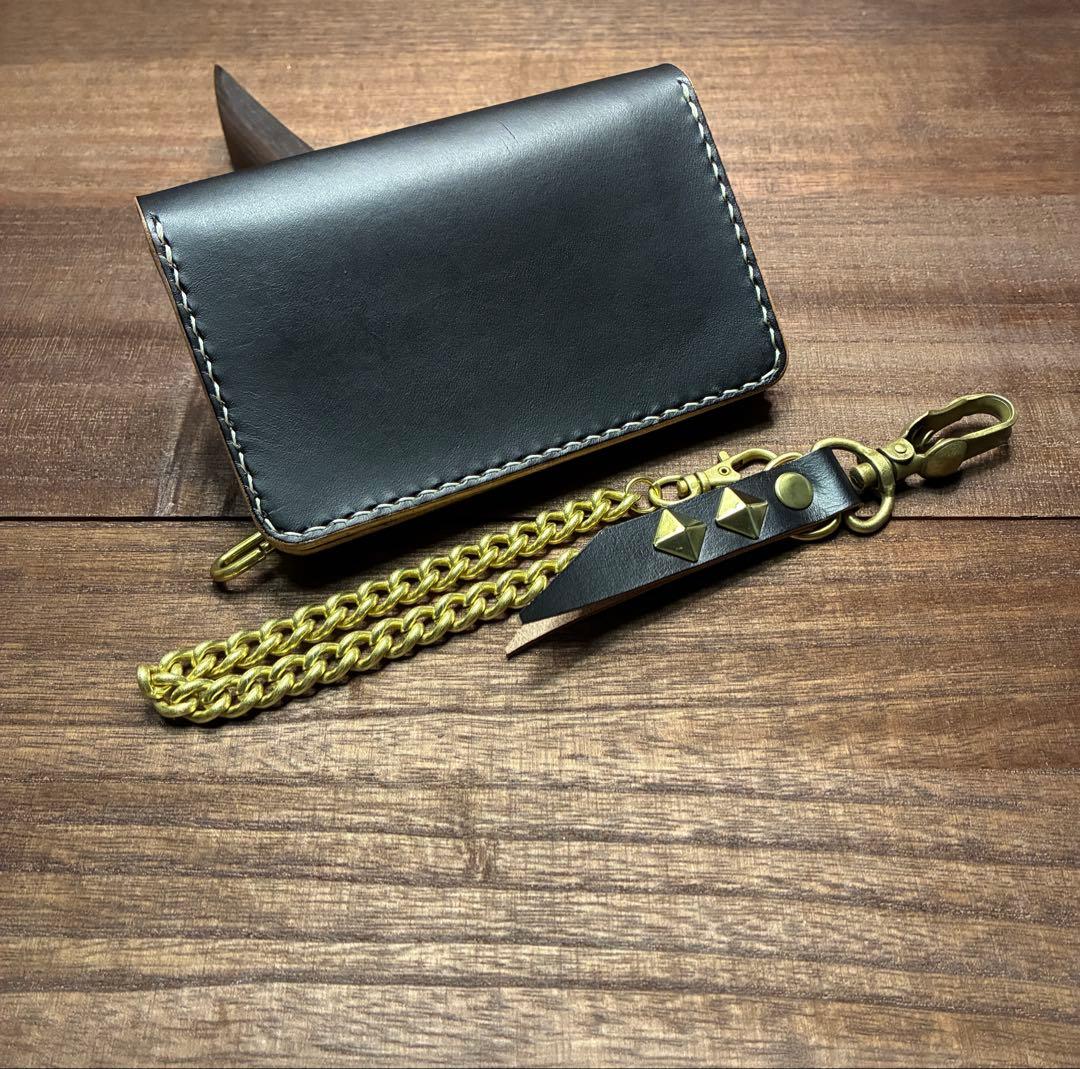 本革牛革コンパクトトラッカーウォレット