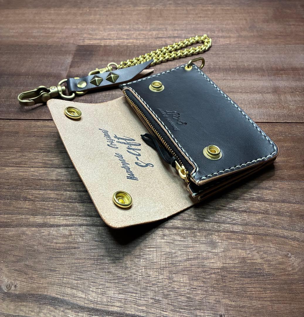 本革牛革コンパクトトラッカーウォレット