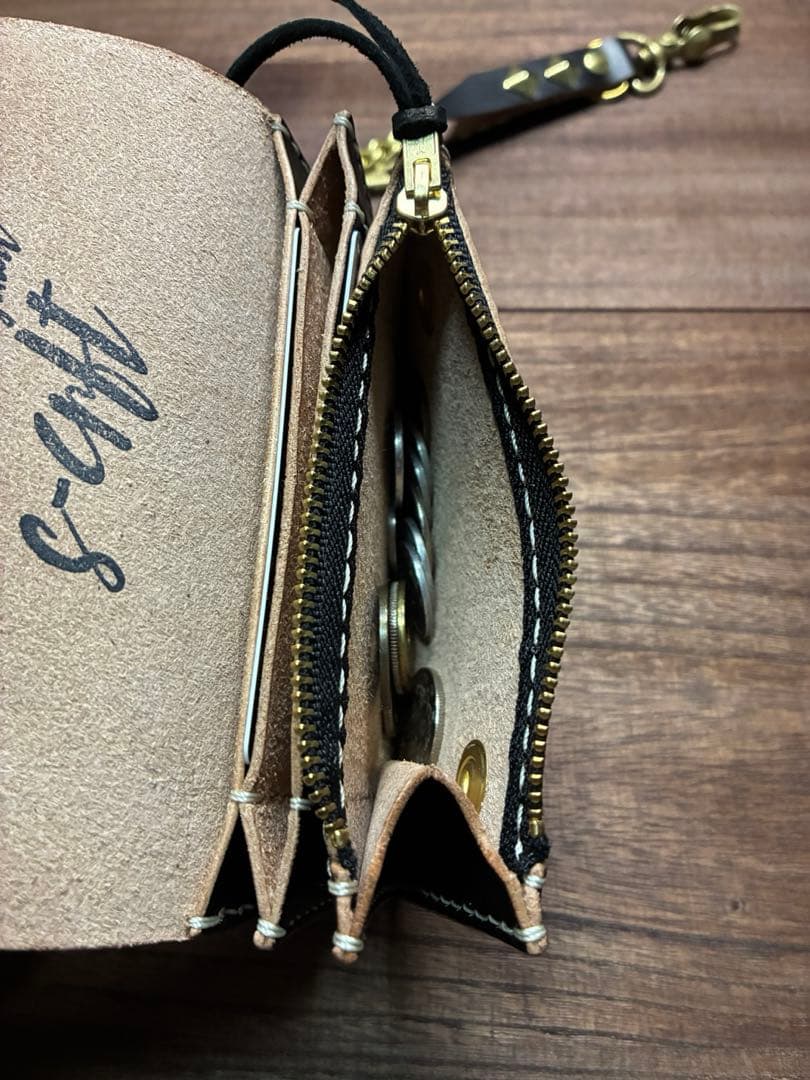 本革牛革コンパクトトラッカーウォレット