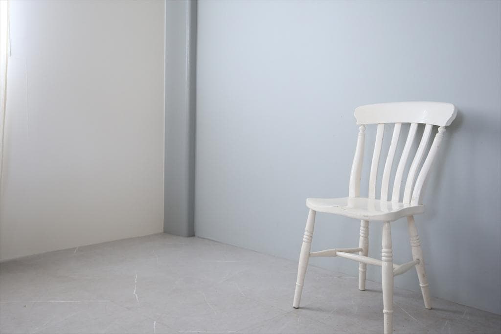 英国アンティーク白色ペイントのキッチンチェア/木製ダイニングイス(89-319)