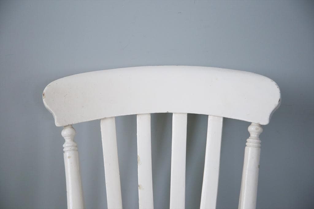 英国アンティーク白色ペイントのキッチンチェア/木製ダイニングイス(89-319)