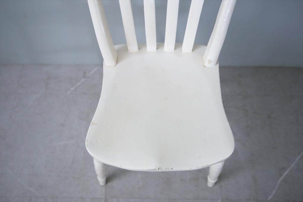 英国アンティーク白色ペイントのキッチンチェア/木製ダイニングイス(89-319)