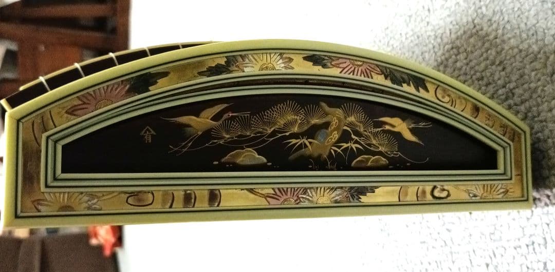 在銘 金蒔絵 すだれ彫 琴 カバー付 全長約183㎝