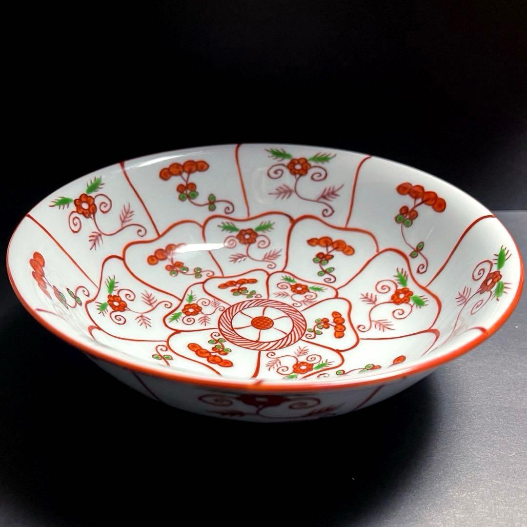 有田焼　源右衛門窯　赤絵なずな紋 中鉢