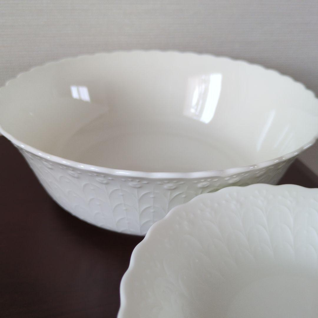 【未使用】NARUMI ボーンチャイナ シルキーホワイト ボウル＆小皿5枚セット