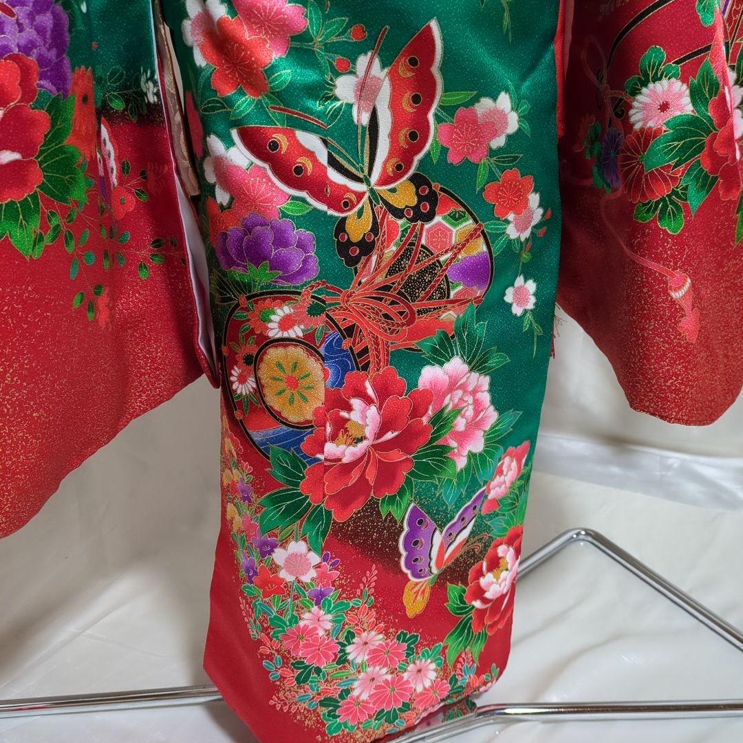 七五三　７歳　四つ身着物　御所車　鼓　 だらり帯　フルセット