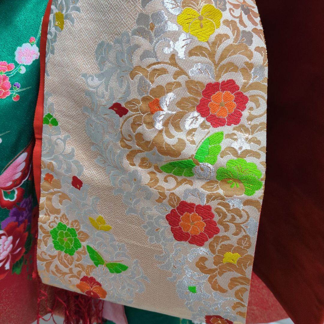 七五三　７歳　四つ身着物　御所車　鼓　 だらり帯　フルセット