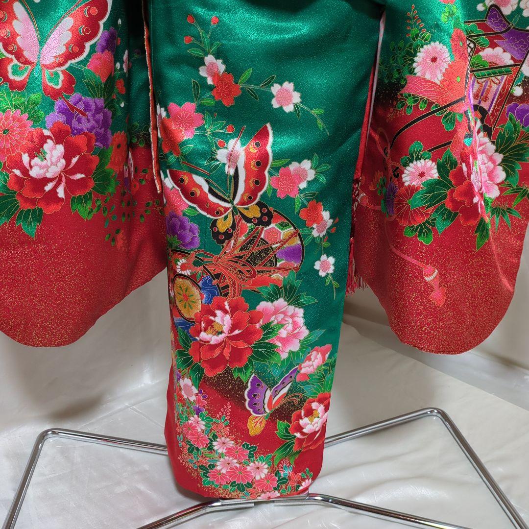 七五三　７歳　四つ身着物　御所車　鼓　 だらり帯　フルセット