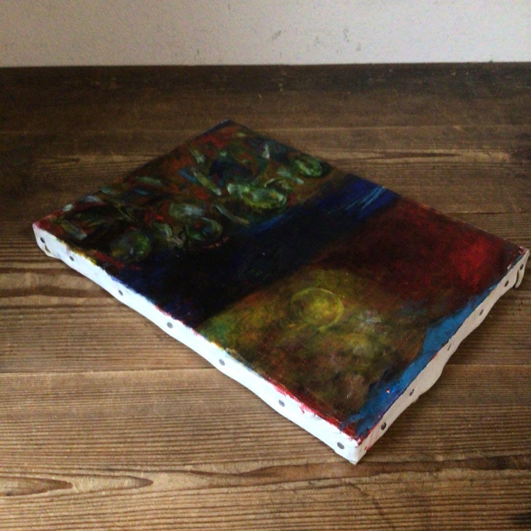 No4335油彩画　長縄えい子　F4号「浜の盆踊り」2006年　額なし　送料無料