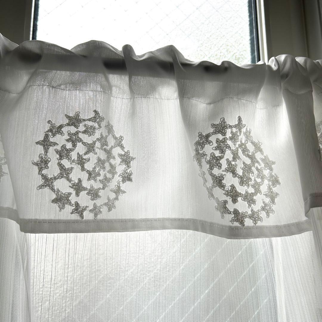 【tsuki専用】フリル付レースカフェカーテン　北欧風　花柄　かわいい　綺麗