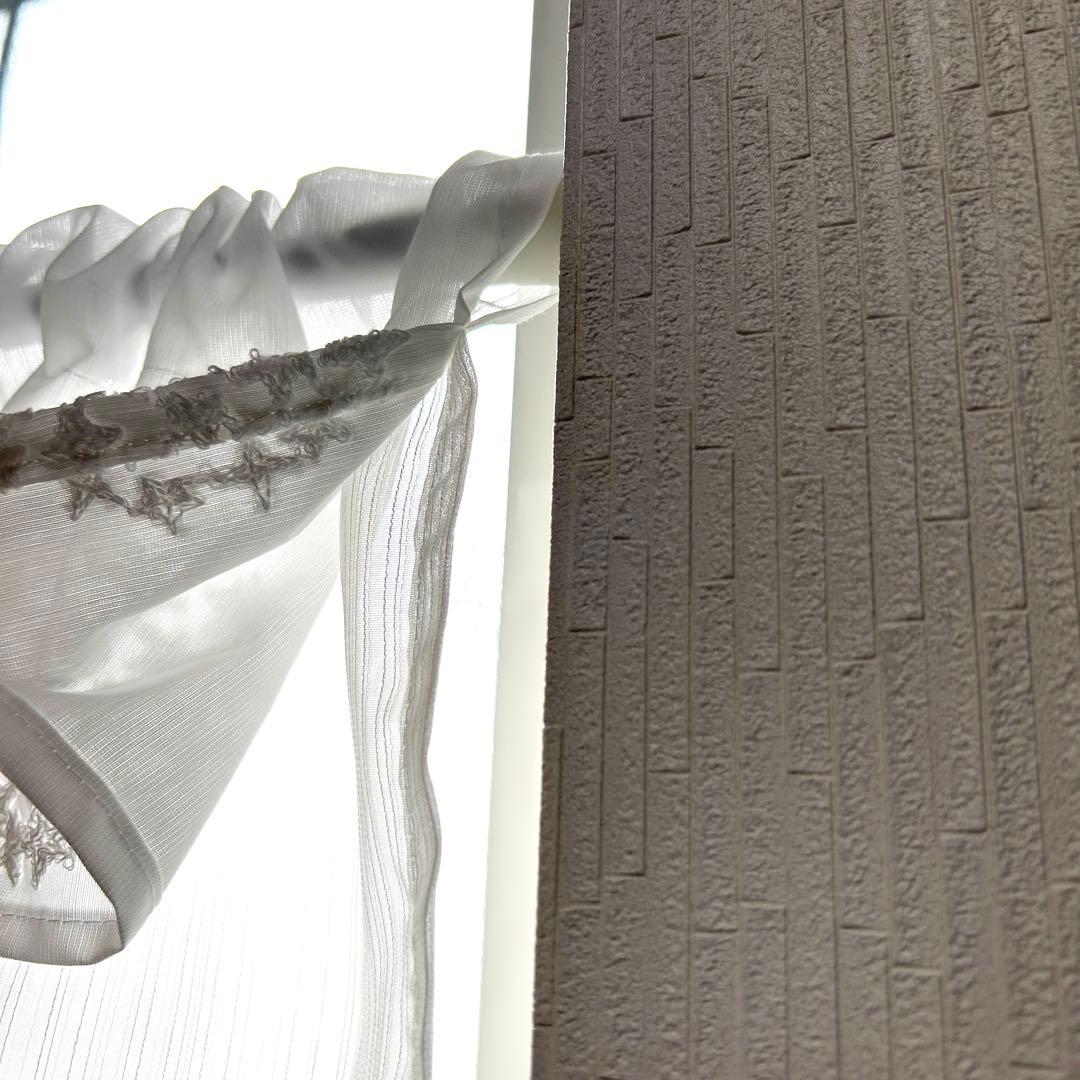 【tsuki専用】フリル付レースカフェカーテン　北欧風　花柄　かわいい　綺麗