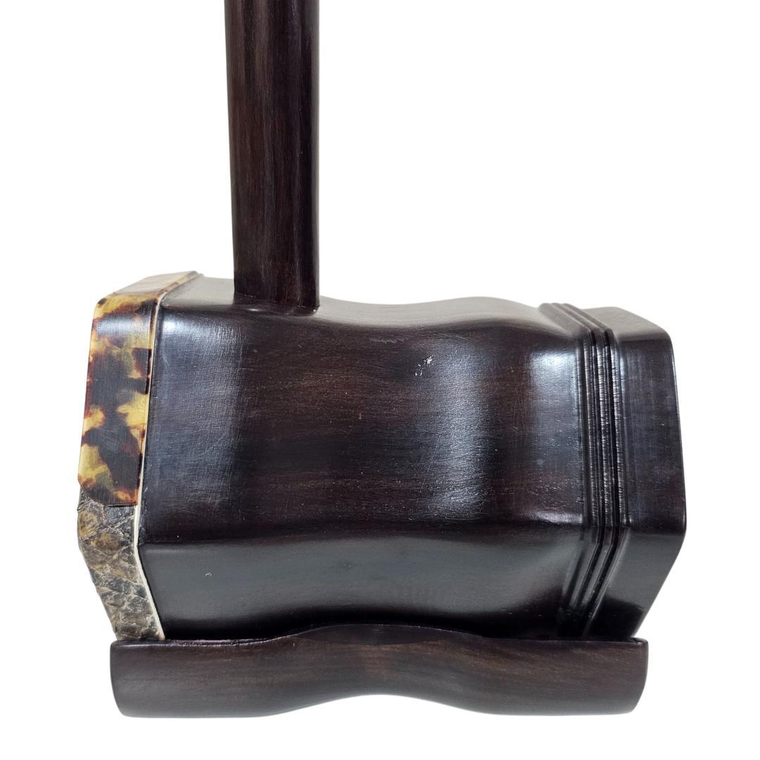 紅木 二胡 蛇皮 六角胴 刻印 弓・ケース付 付属品あり 中国民族楽器 本革