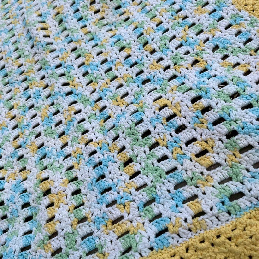 【USA vintage】グラニーブランケット　パステルカラー　コットン毛糸