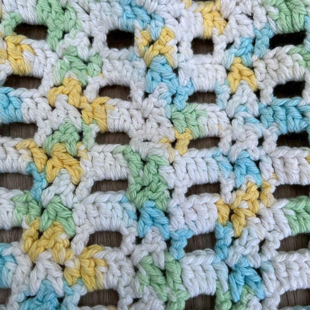 【USA vintage】グラニーブランケット　パステルカラー　コットン毛糸