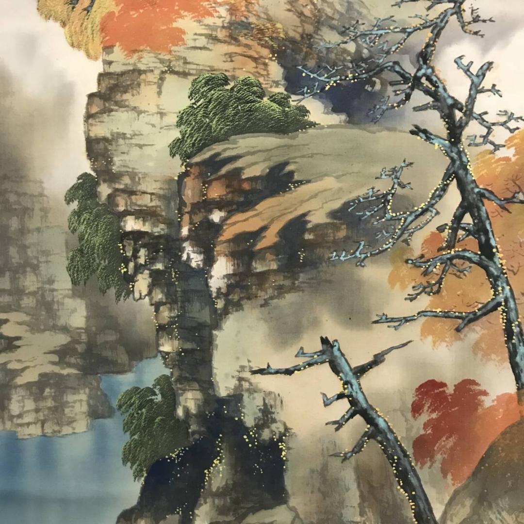 【真作】超遊/渓山秋景図/秋景山水図/山水図/掛軸/名家伝来/AB-769