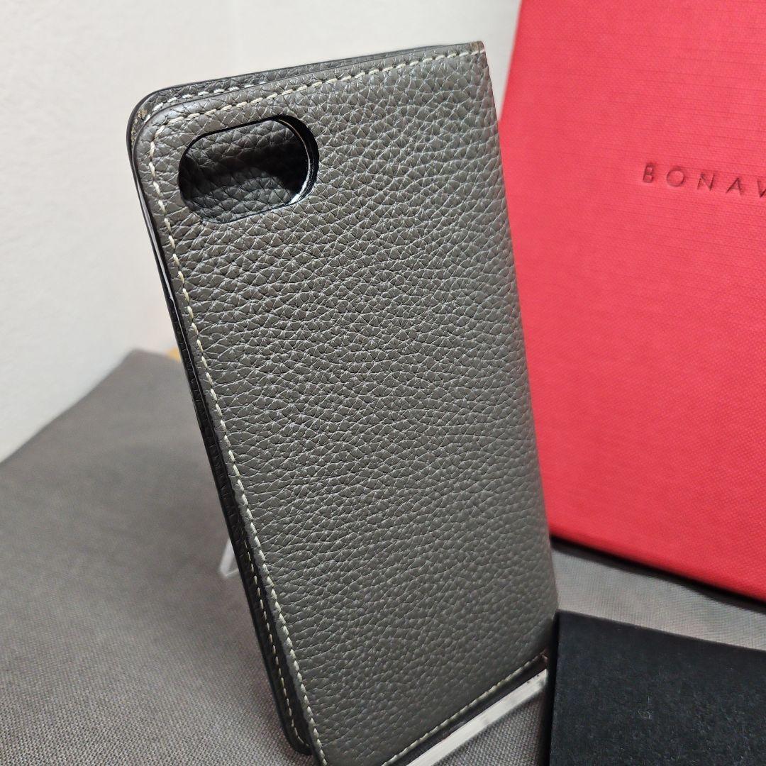 美品 BONAVENTURAボナベンチュラ iPhone用手帳型ケース グレー