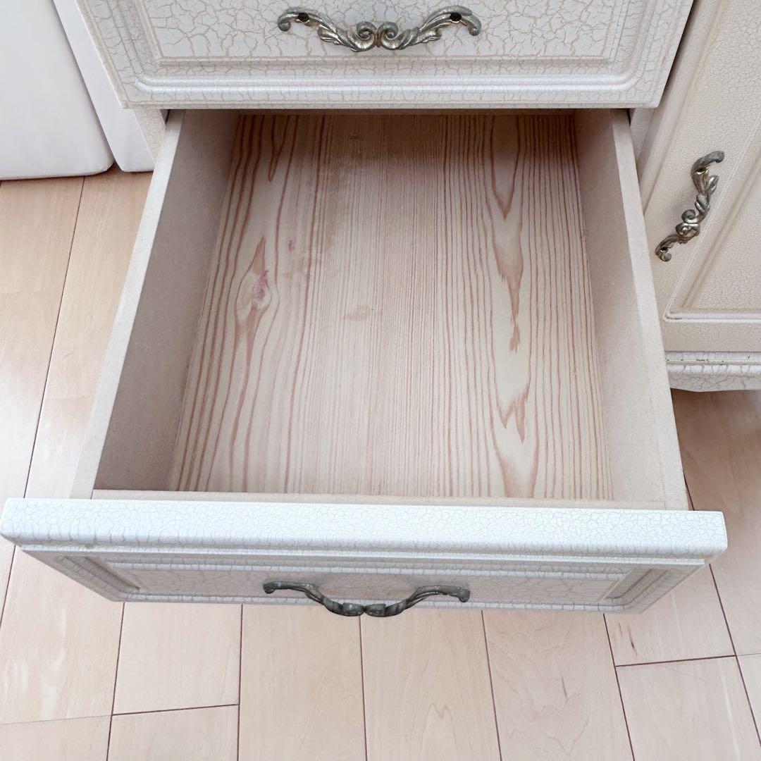 猫脚　フレンチアンティーク　クラック加工　姫家具　ロココ調　サイドチェスト　希少