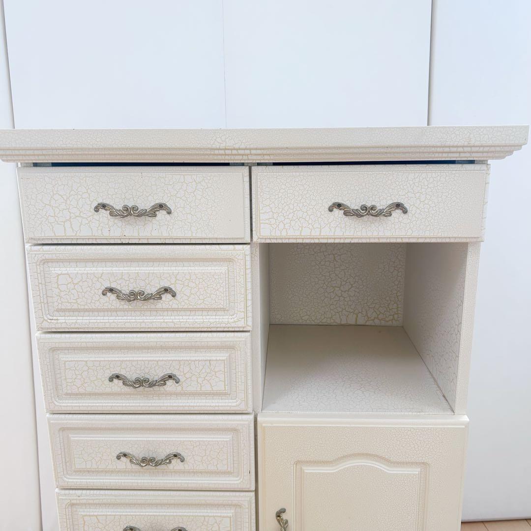 猫脚　フレンチアンティーク　クラック加工　姫家具　ロココ調　サイドチェスト　希少