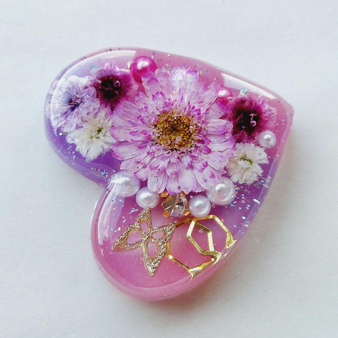 【1701】レジン　マトリカリア　ヘアゴム　ポニーフック　ブロ―チ　ハンドメイド