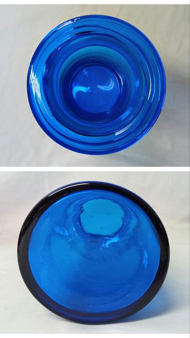 千代田硝子　蓋付ガラスキャニスター　フラワーベース　レトロ　アンティーク瓶　赤青