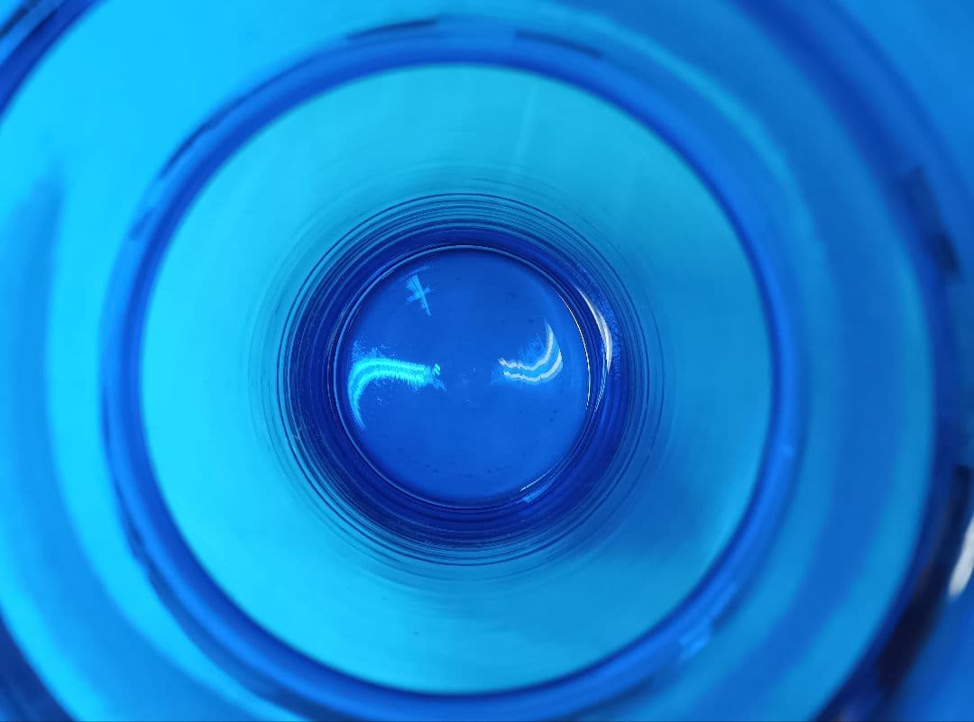 千代田硝子　蓋付ガラスキャニスター　フラワーベース　レトロ　アンティーク瓶　赤青