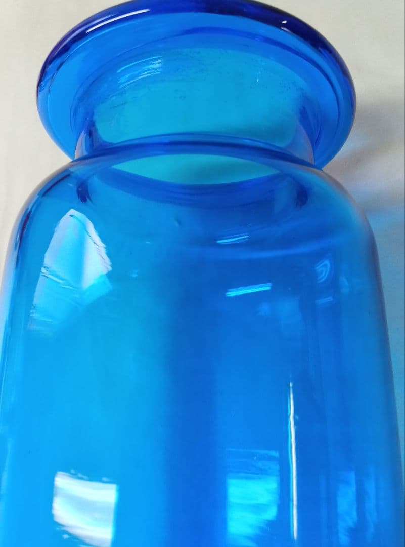 千代田硝子　蓋付ガラスキャニスター　フラワーベース　レトロ　アンティーク瓶　赤青