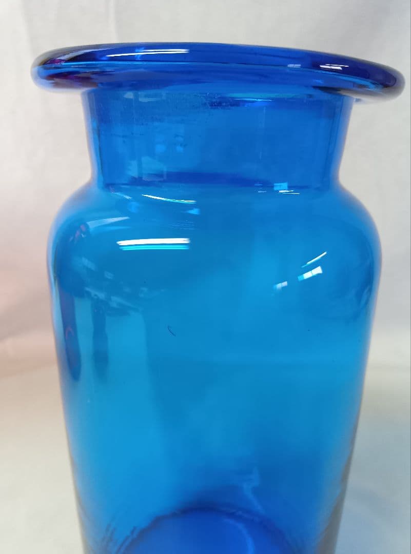 千代田硝子　蓋付ガラスキャニスター　フラワーベース　レトロ　アンティーク瓶　赤青