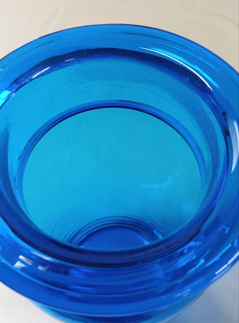 千代田硝子　蓋付ガラスキャニスター　フラワーベース　レトロ　アンティーク瓶　赤青