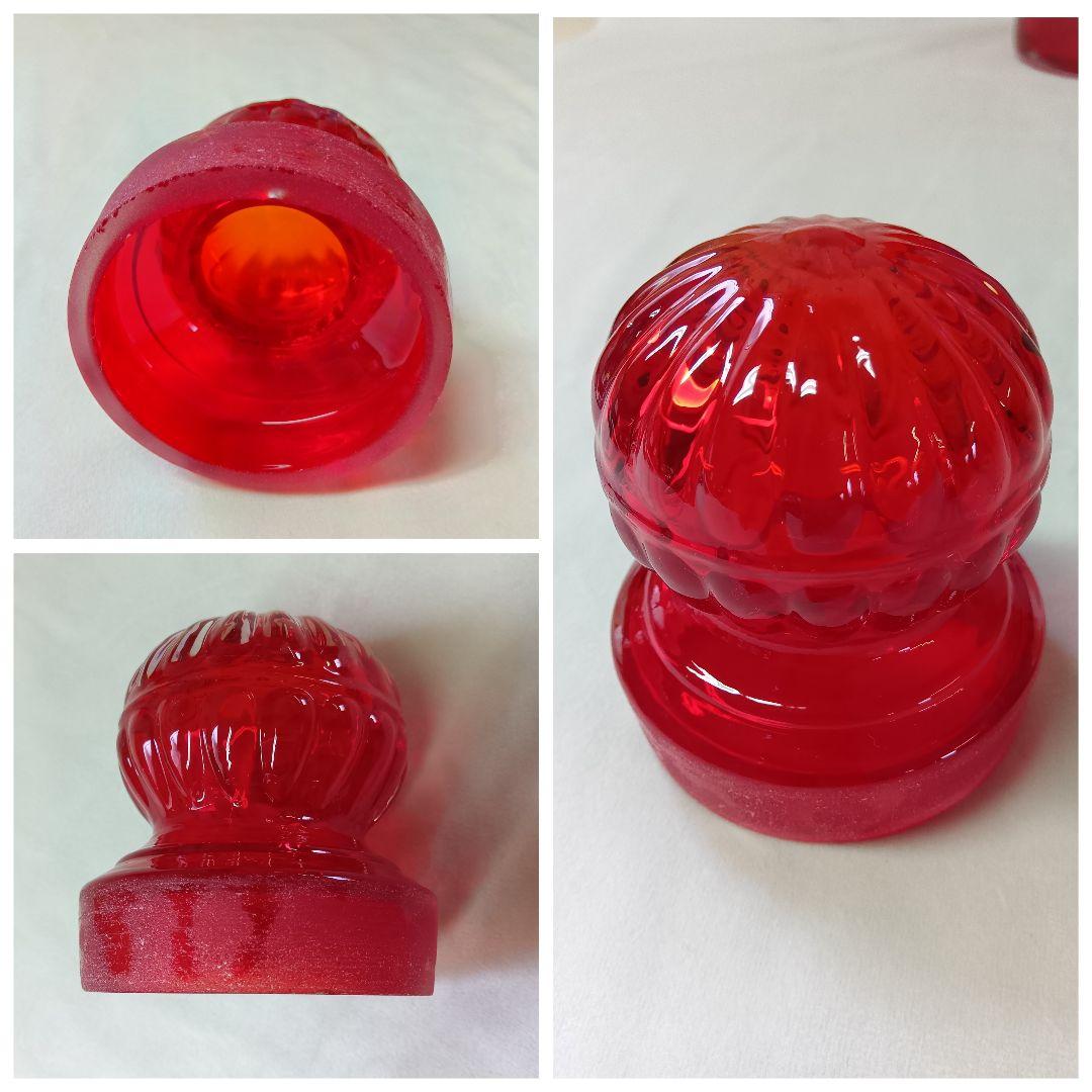 千代田硝子　蓋付ガラスキャニスター　フラワーベース　レトロ　アンティーク瓶　赤青