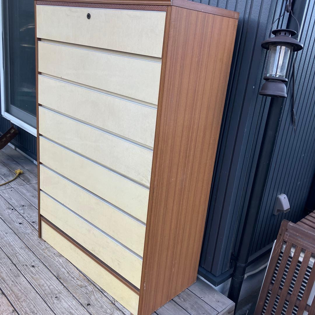 昭和レトロ レトロポップ 木製チェスト 7段タンス 古家具 古道具 ビンテージ