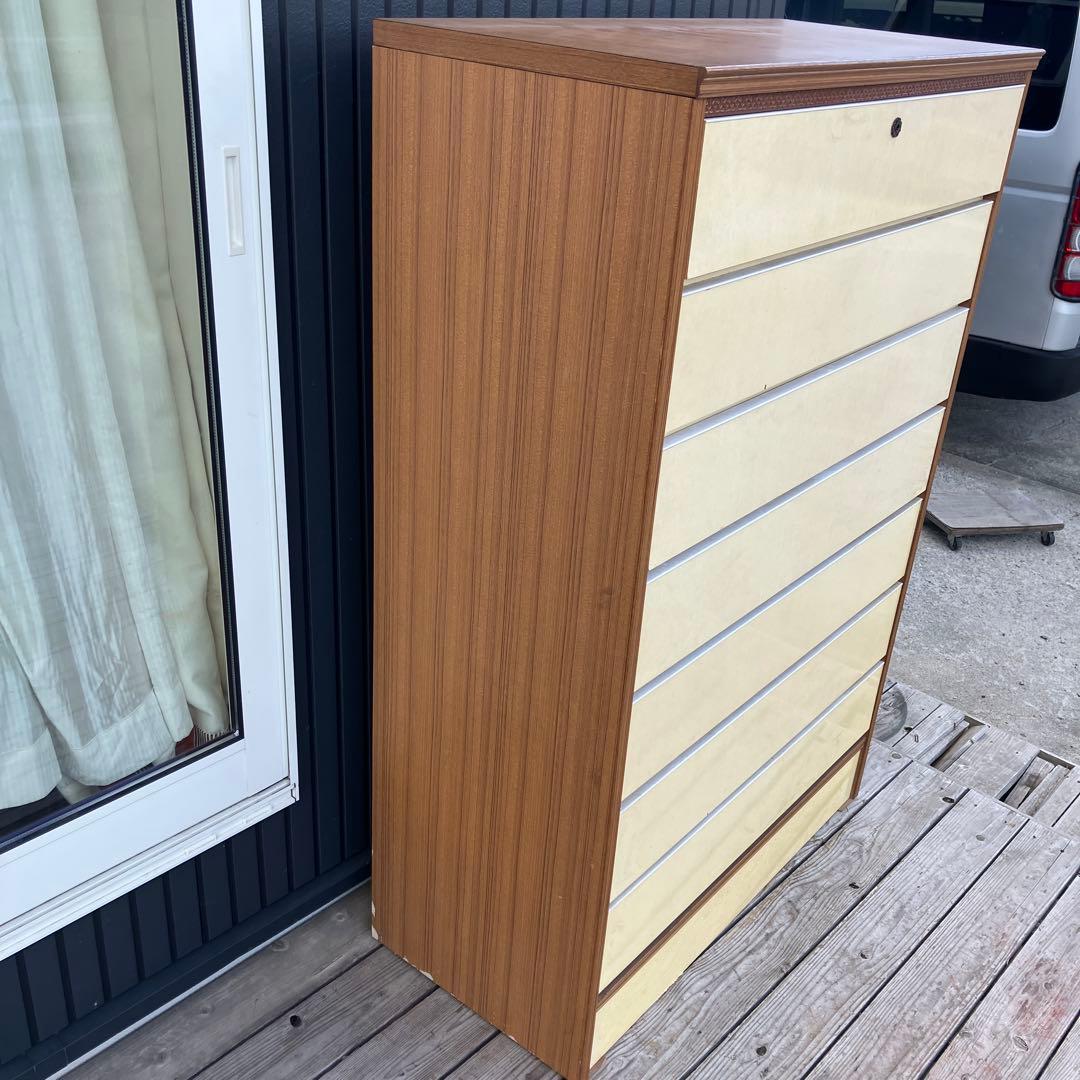 昭和レトロ レトロポップ 木製チェスト 7段タンス 古家具 古道具 ビンテージ