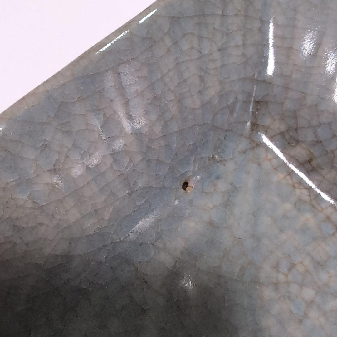 【骨董品】白磁鶴紋四方皿　菓子器