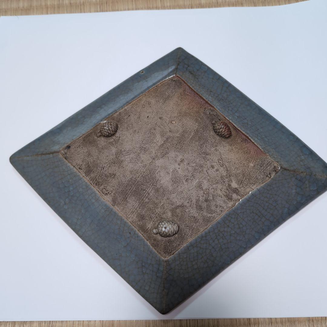 【骨董品】白磁鶴紋四方皿　菓子器