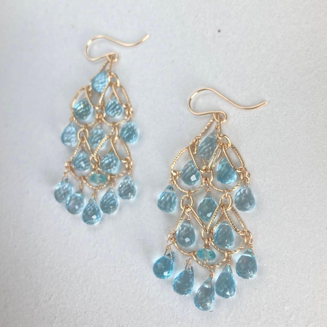 ブルートパーズのシャンデリアピアス