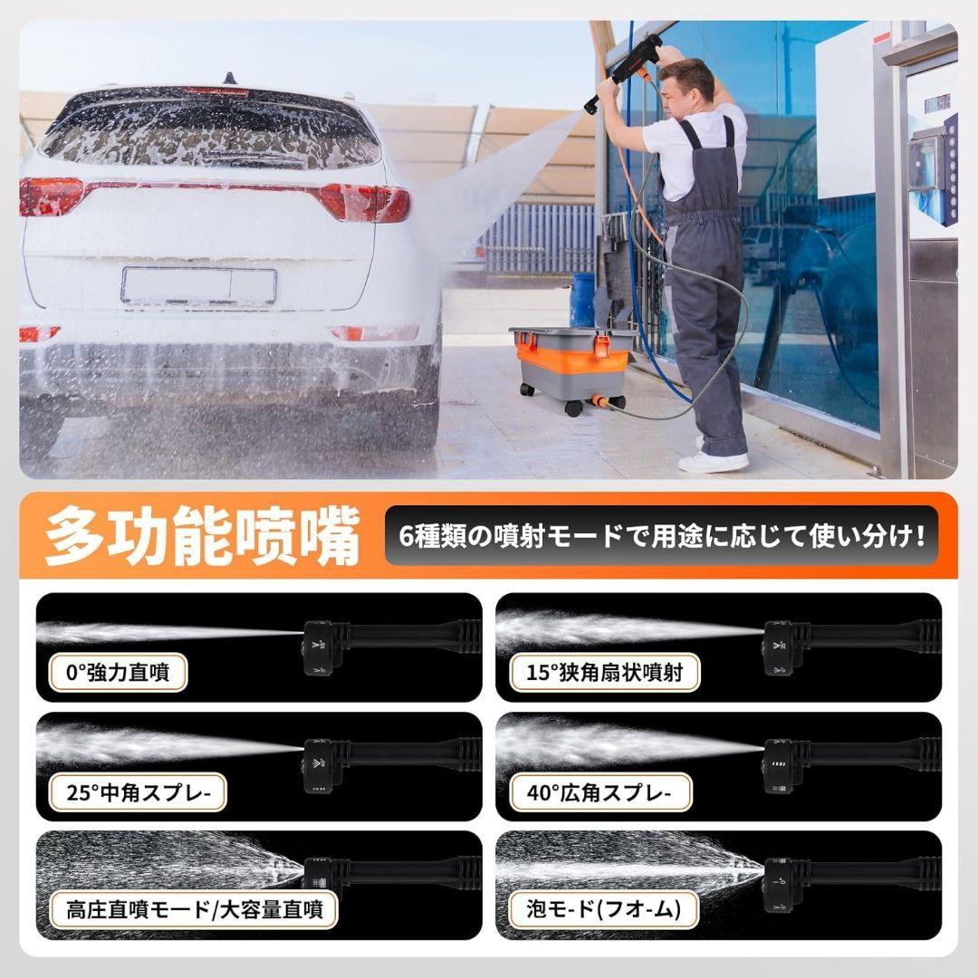 高圧洗浄機 コードレス 充電式 大容量 バッテリー 折りたたみバケツ付き