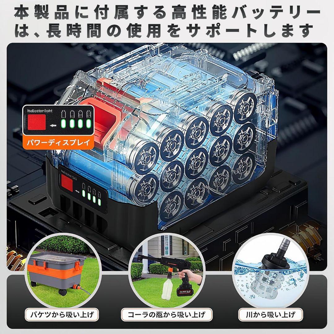 高圧洗浄機 コードレス 充電式 大容量 バッテリー 折りたたみバケツ付き