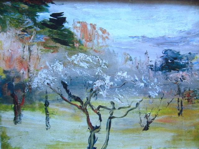 黒田清輝、【梅林】、年代物・希少な画集画、新品高級額 額装付、状態良好