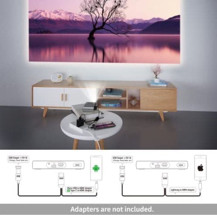 超小型ポータブルプロジェクター1080p HD LED充電式ピコプロジェクター