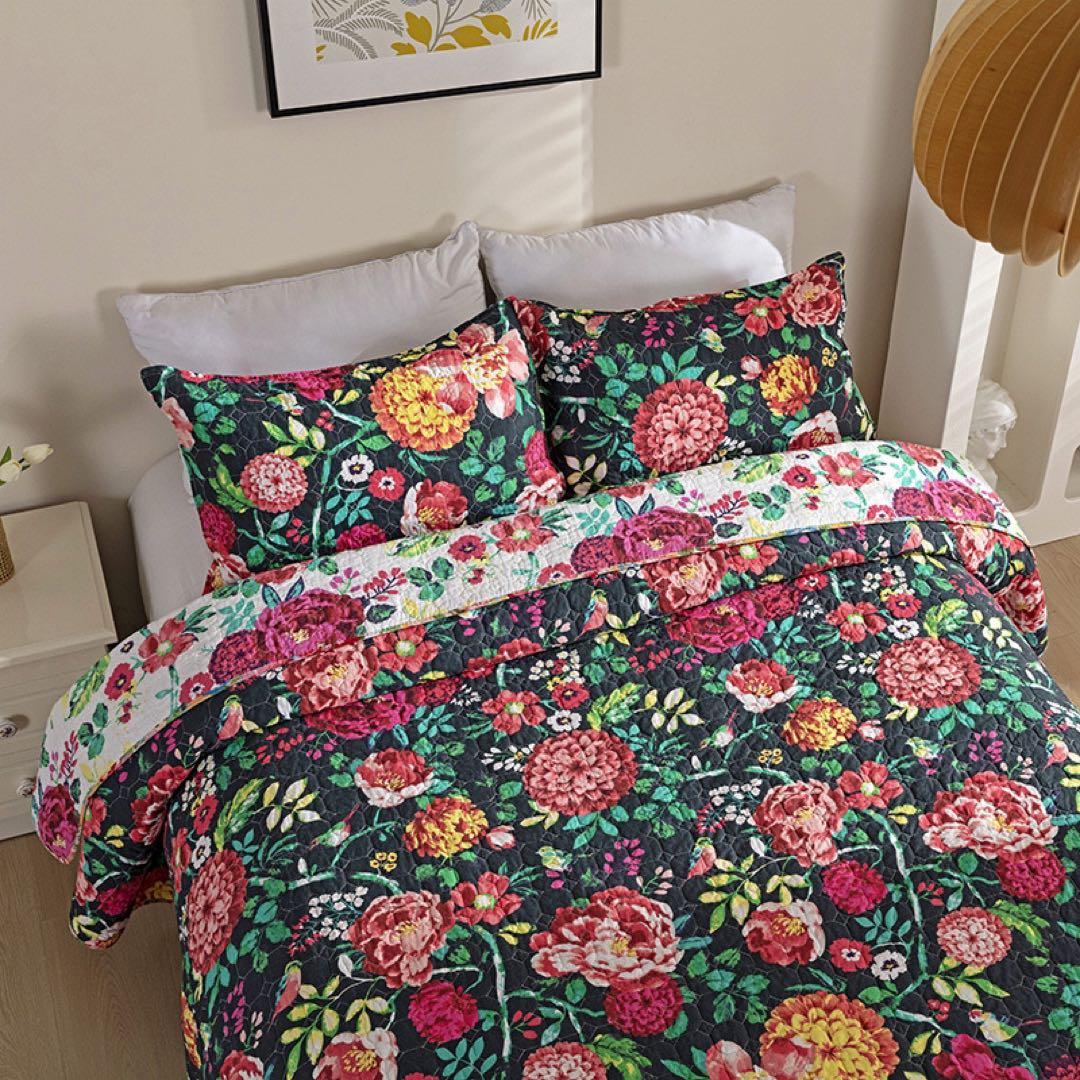 キルトベッドカバー3点セット綿マルチカバー キルティング 613