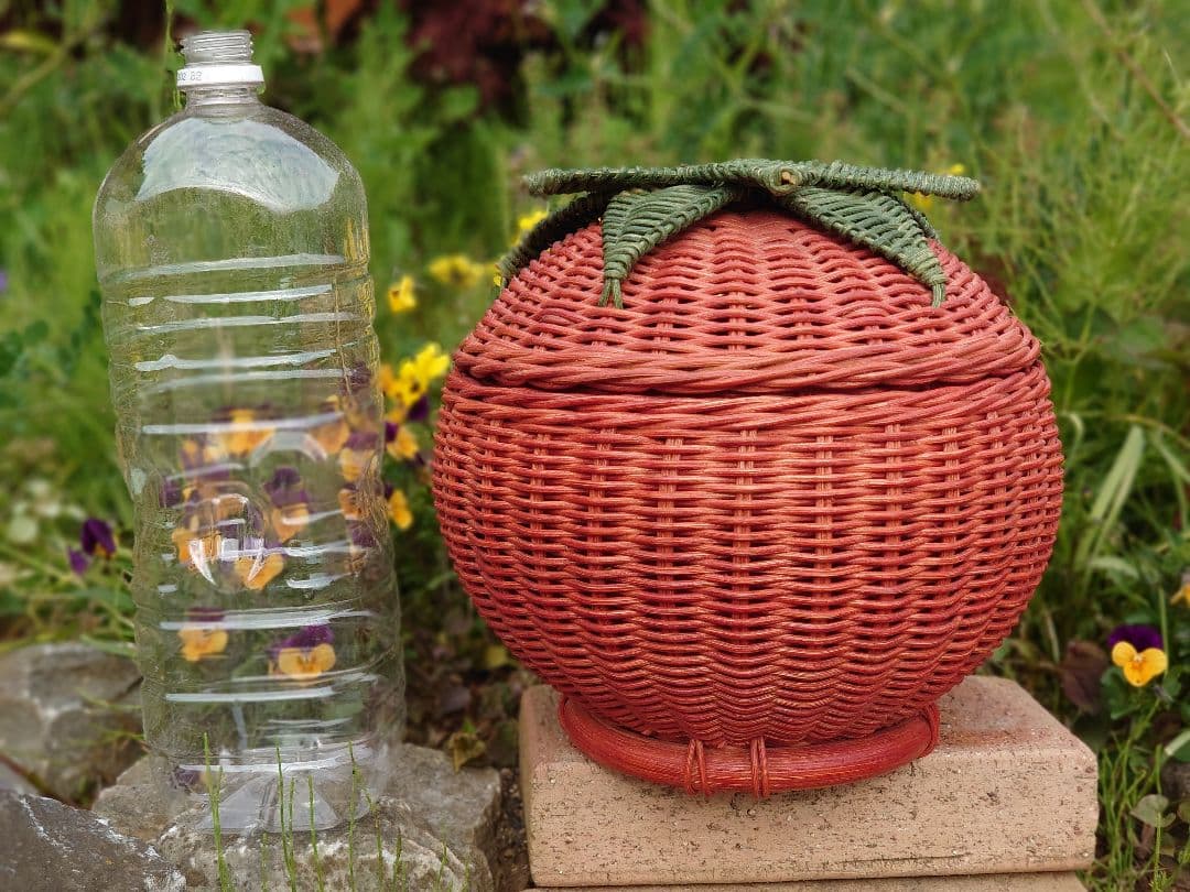 籐かご　小物入れ　トマト&ナスのセット