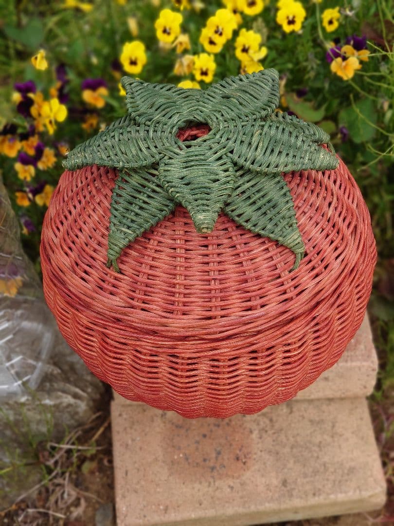 籐かご　小物入れ　トマト&ナスのセット