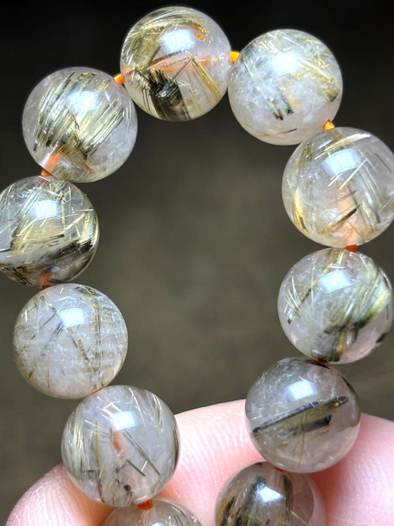 ゴールドシルバータイチンルチルブレスレット10.4〜10.8㎜（新品未使用）太針