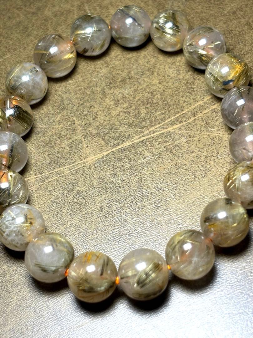 ゴールドシルバータイチンルチルブレスレット10.4〜10.8㎜（新品未使用）太針