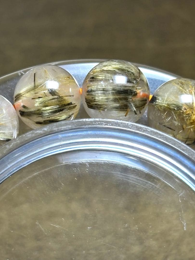 ゴールドシルバータイチンルチルブレスレット10.4〜10.8㎜（新品未使用）太針