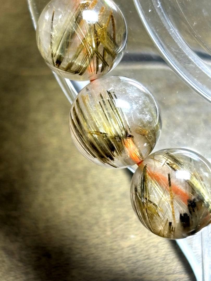 ゴールドシルバータイチンルチルブレスレット10.4〜10.8㎜（新品未使用）太針